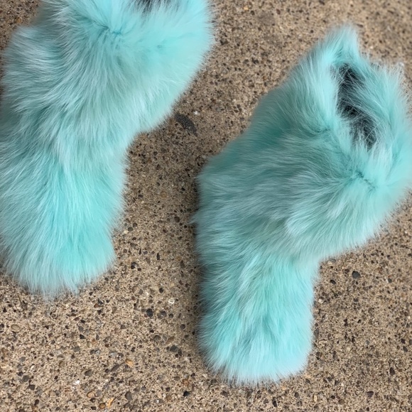 Mint Green Real Fur Boots - Picture 5 of 10